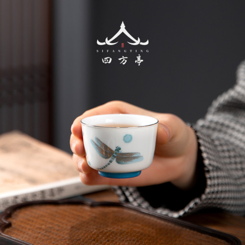 唐俊羊脂玉白瓷茶盃喝茶小盃子陶瓷品茗盃套裝茶碗茶盞茶具主人盃