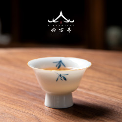 手繪茶盃陶瓷景德鎮女士主人盃陶瓷品茗盃單盃茶盞茶具蘭花高足