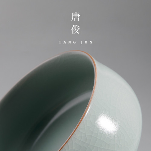 唐俊汝窰大號茶洗茶盃套裝日式禪意特大水洗陶瓷開片功夫茶具配件
