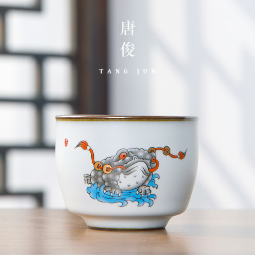 汝窰茶盃盃景德鎮男士大號主人陶瓷功夫套裝個人單盃功夫茶茶具