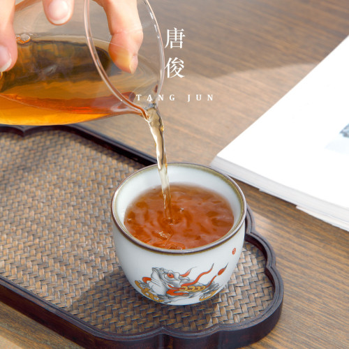 汝窰茶盃盃景德鎮男士大號主人陶瓷功夫套裝個人單盃功夫茶茶具