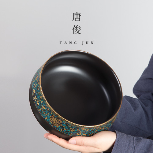 唐俊 琺瑯彩茶洗大號特大盃洗放茶盃加大水洗大容量筆洗家用配件
