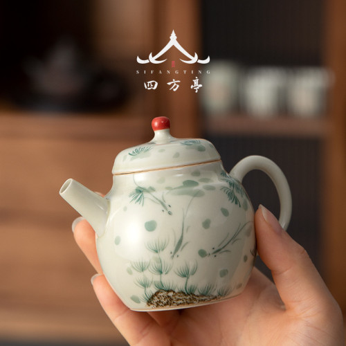 景德鎮手繪茶壺陶瓷單壺家用泡茶壺簡約過濾沖茶器個人單個茶具