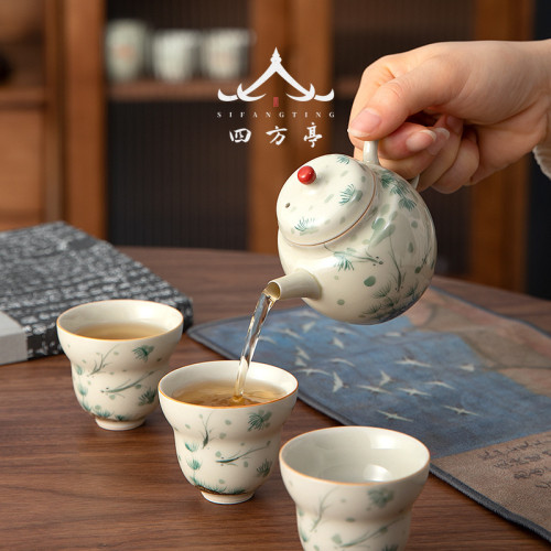 景德鎮手繪茶壺陶瓷單壺家用泡茶壺簡約過濾沖茶器個人單個茶具