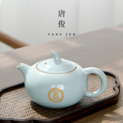 四方亭 汝窰茶壺大號西施壺陶瓷泡茶器家用單壺汝瓷開片功夫茶具