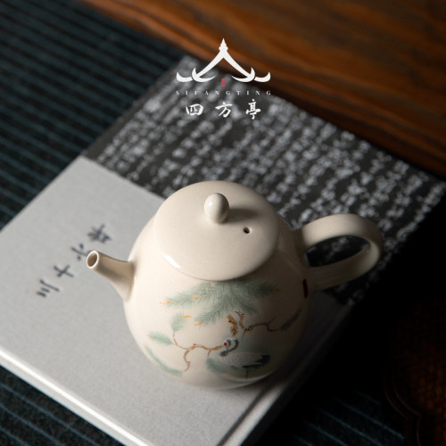 大號復古草木灰茶壺家用單壺陶瓷泡茶壺單個中式功夫茶具泡茶器