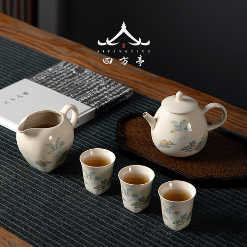 大號復古草木灰茶壺家用單壺陶瓷泡茶壺單個中式功夫茶具泡茶器