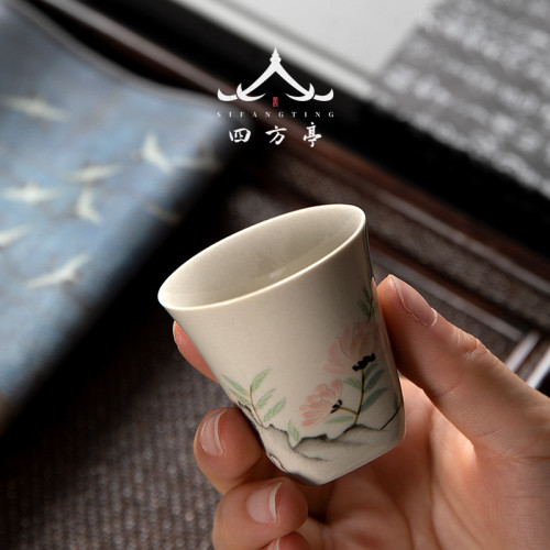 草木灰茶盃倣古家用小品茗盃陶瓷單盃復古功夫茶具喝茶客人盃套裝