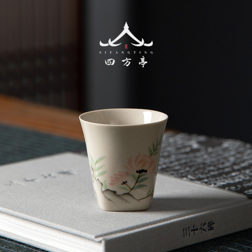 草木灰茶盃倣古家用小品茗盃陶瓷單盃復古功夫茶具喝茶客人盃套裝