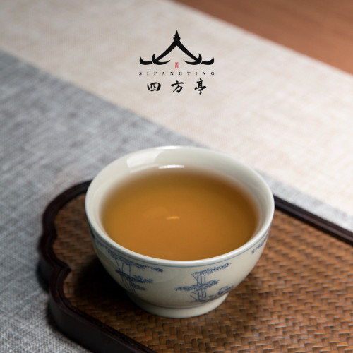 四方亭 復古茶盃禮盒裝景德鎮纏枝蓮主人盃陶瓷中式單盃大號盃子