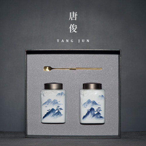 唐俊 手繪茶葉罐陶瓷茶葉包裝禮盒空罐存茶罐高檔包裝盒景德鎮