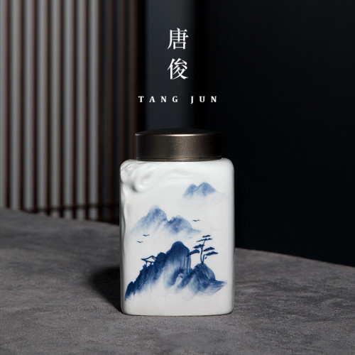 唐俊 手繪茶葉罐陶瓷茶葉包裝禮盒空罐存茶罐高檔包裝盒景德鎮