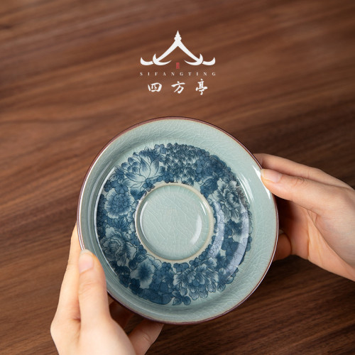 蓋碗茶盃高足三才茶碗青花瓷景德鎮單個高檔茶具中式古典中國風