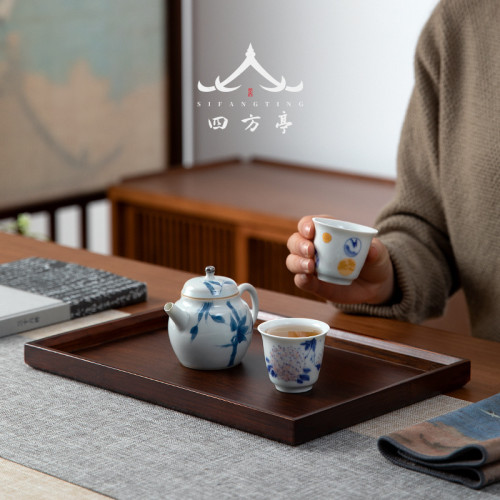 簡約茶具托磐乾泡台竹制茶盃長方形家用奉茶磐下午茶單層酒店簡易