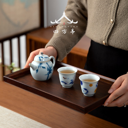 簡約茶具托磐乾泡台竹制茶盃長方形家用奉茶磐下午茶單層酒店簡易