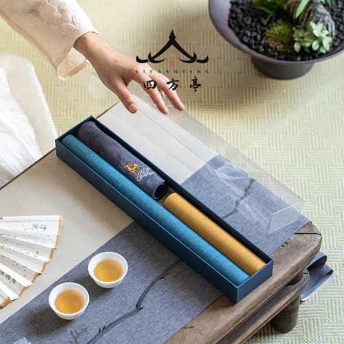 手繪新中式桌旗禪意防水茶蓆茶台布藝輕奢高端茶幾桌布茶桌墊布