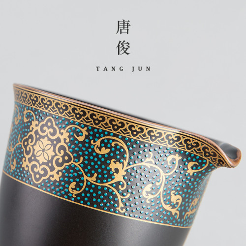 四方亭金絲琺瑯彩公道盃陶瓷家用分茶器手抓大號中式茶海茶漏套裝