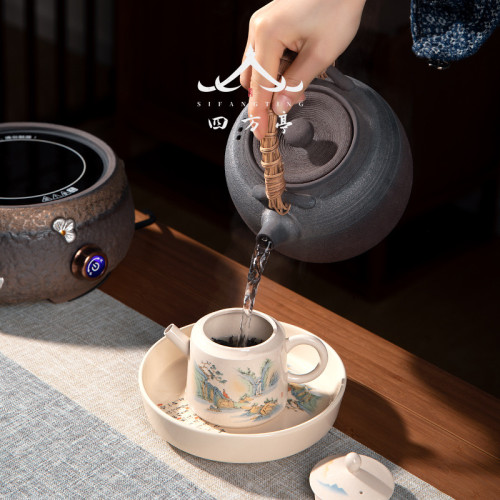 四方亭 電陶爐煮茶壺提梁壺煎茶養生壺泡茶壺家用燒水壺防燙茶器