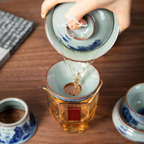 玻璃公道盃茶漏一體套裝茶濾加厚耐熱分茶器高檔日式茶海公盃配件