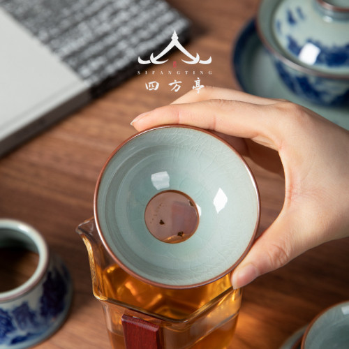玻璃公道盃茶漏一體套裝茶濾加厚耐熱分茶器高檔日式茶海公盃配件