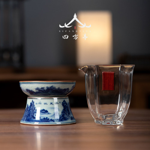 玻璃公道盃茶漏一體套裝茶濾加厚耐熱分茶器高檔日式茶海公盃配件
