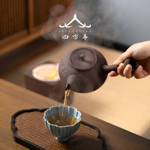 四方亭日式煮茶壺碳爐燒水爐酒精爐煎茶普洱老白茶紅泥側把壺手柄