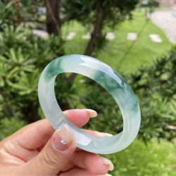 天然緬甸冰糯種飄花翡翠手鐲女玉石鐲子透綠珠寶玉鐲旺夫真玉送禮