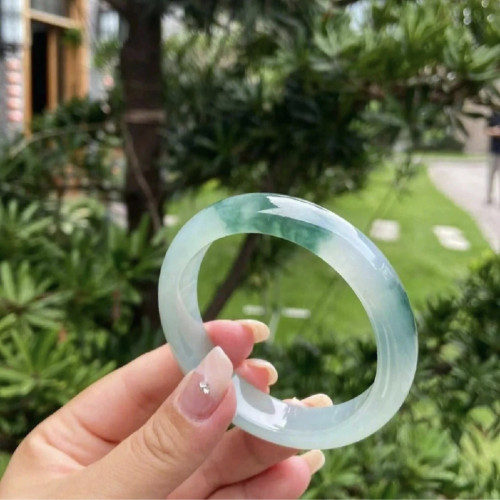 天然緬甸冰糯種飄花翡翠手鐲女玉石鐲子透綠珠寶玉鐲旺夫真玉送禮