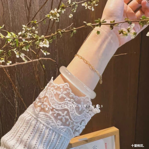 天然白月光瑪瑙手鐲少女款蠶絲玉石冰種少女古風玉髓瑪瑙手鐲甜美