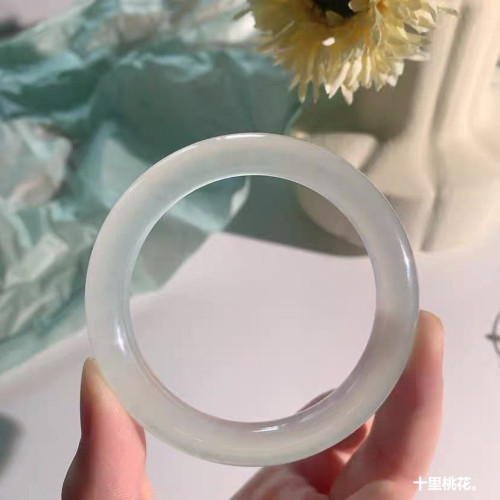 天然白月光瑪瑙手鐲少女款蠶絲玉石冰種少女古風玉髓瑪瑙手鐲甜美