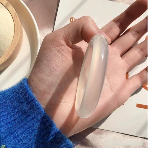 天然冰種飄花白玉髓瑪瑙手鐲女月光瑪瑙手鐲女生年輕款荔枝凍手環