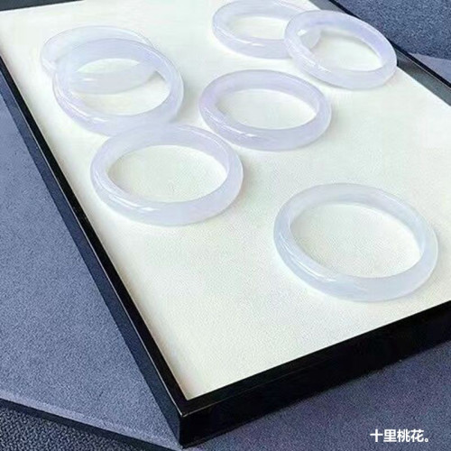 高冰巴西荔枝凍胖圓條白玉髓手鐲時尚少女款瑪瑙玉石美人鐲子禮品