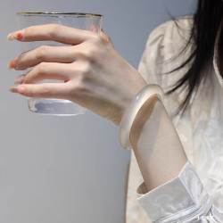 白月光荔枝凍瑪瑙手鐲女玉髓手鐲冰種手鐲高冰透圓條玉鐲玉髓鐲子