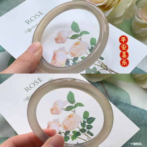 瑪瑙手鐲玉髓手鐲冰種灰色玉鐲子女款圓條叮噹鐲首飾禮品廠家批髮