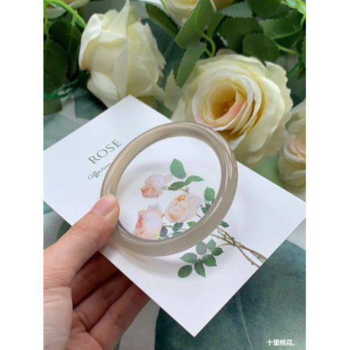 瑪瑙手鐲玉髓手鐲冰種灰色玉鐲子女款圓條叮噹鐲首飾禮品廠家批髮