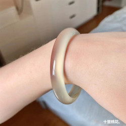天然瑪瑙手鐲冰透白玉髓白月光香檳金荔枝凍瑪瑙手鐲女鐲子高冰種