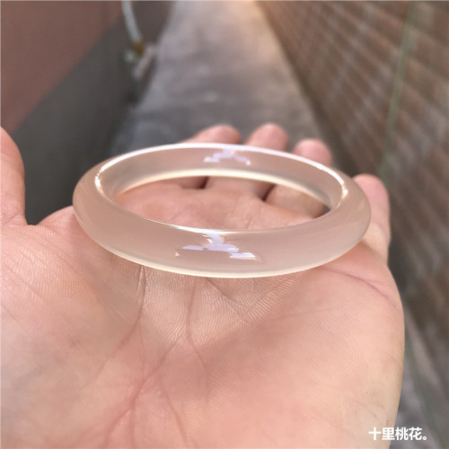 天然瑪瑙手鐲冰透白玉髓白月光香檳金荔枝凍瑪瑙手鐲女鐲子高冰種