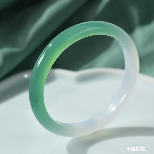 瑪瑙手鐲女半山半水漸變冰種美人鐲送女友閨蜜禮物俏色冰透玉髓鐲