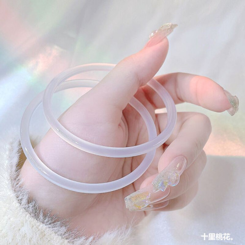 冰種白玉髓手鐲女細款少女荔枝凍瑪瑙手鐲叮噹鐲子年輕款小衆天然