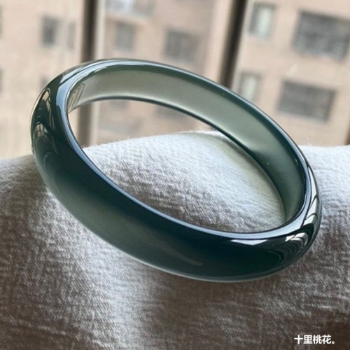 新款庫裡藍玉髓手鐲女時尚藍瑪瑙庫裡蘭冰透天青凍玉石少女款鐲子