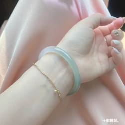 冰種美人瑪瑙手鐲細圓條清新半山半水玉髓瑪瑙鐲子夏季美人叮噹鐲