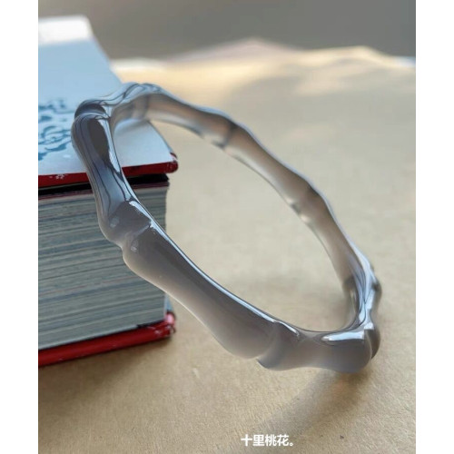 天然灰瑪瑙玉髓竹節手鐲女古風菸灰色雕花鐲子送禮物時尚瑪瑙手鐲