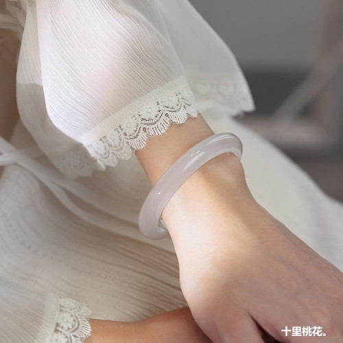 玉鐲白月光瑪瑙手鐲女年輕款翡翠荔枝凍瑪瑙手鐲玉髓手鐲七夕禮物