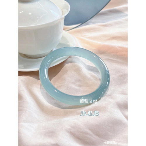 天然瑪瑙手鐲女圓條冰種正品天然青白玉髓手鐲冰透淺綠玉鐲油青鐲