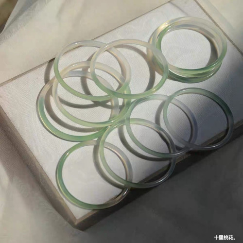 半山半水瑪瑙美人鐲翡翠色天然漸變油青色瑪瑙手鐲女款玉髓叮噹鐲