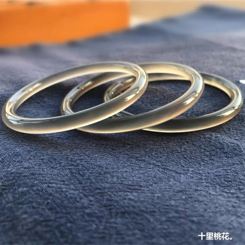 天然冰種菸灰色瑪瑙玉髓手鐲女款細圓條冰灰玉鐲叮噹鐲時尚美人鐲