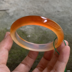 天然原鑛馬達加斯加瑪瑙玉髓手鐲首飾品女款半山半水黃瑪瑙鐲子女