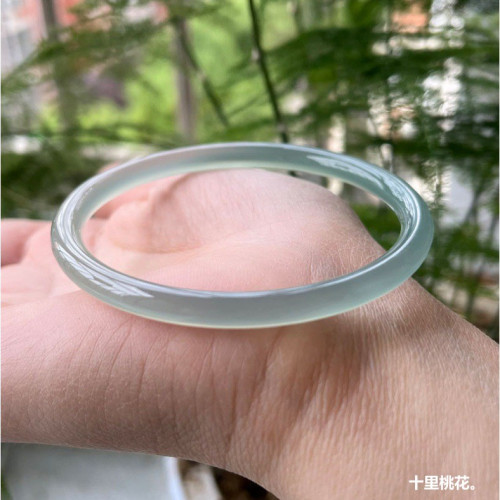叮噹鐲女款瑪瑙鐲子藍水細圓條美人鐲遠山黛青綠油青色玉髓藍手鐲