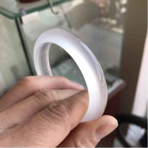 原色白冰種瑪瑙手鐲女款天然瑪瑙白玉髓收藏精品白月光手鐲子送禮