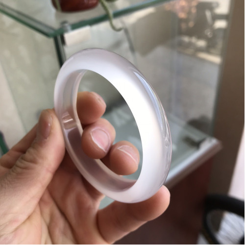 原色白冰種瑪瑙手鐲女款天然瑪瑙白玉髓收藏精品白月光手鐲子送禮
